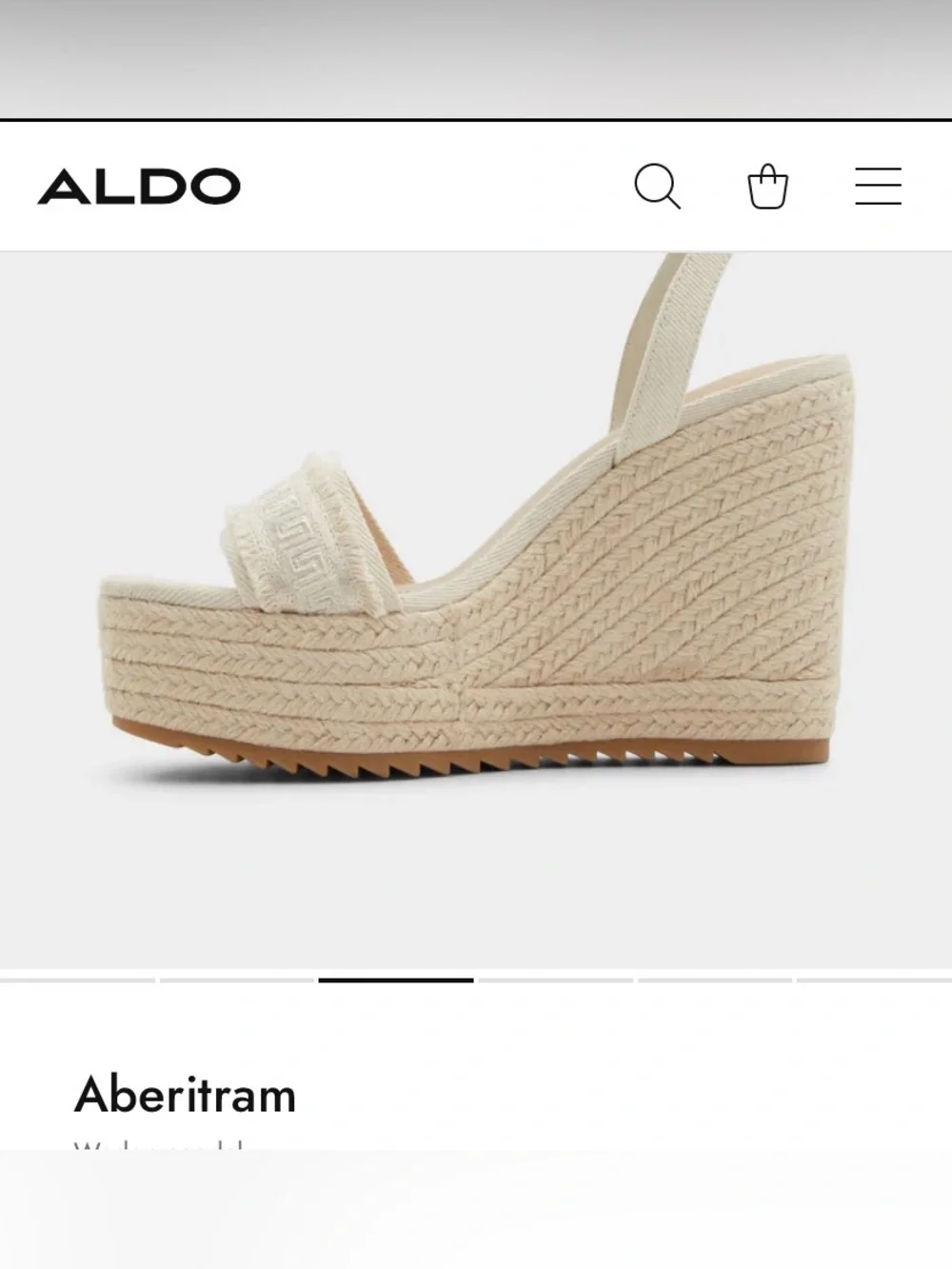 ALDO Aberitram Cream/Tan Frayed-Trim Wedge Sandals with Ankle Strap